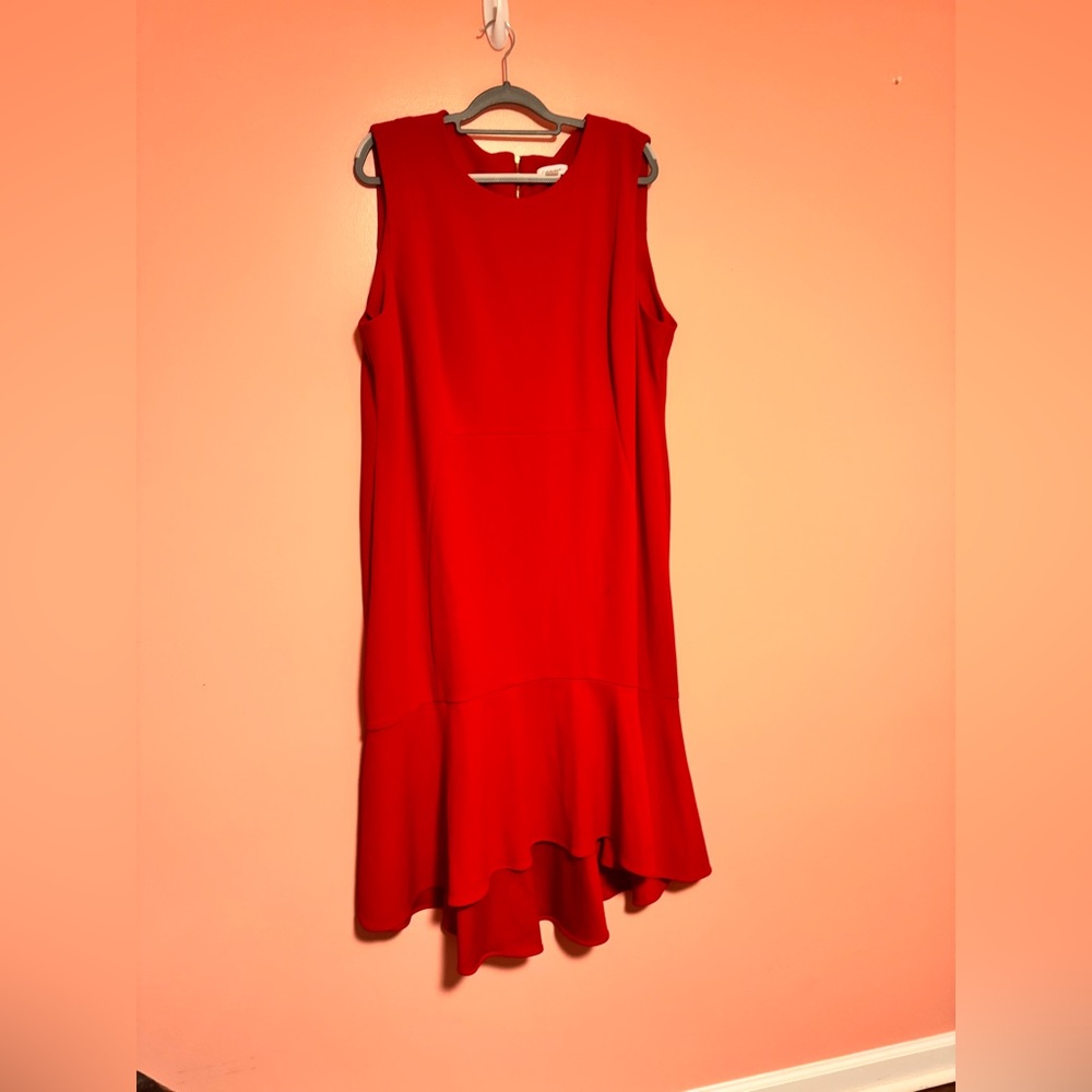 Calvin Klein Red Sleeveless High Low Cocktail Dress